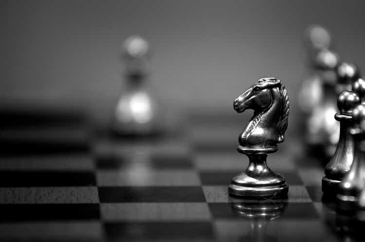 Pieces on chess board for playing game and strategy