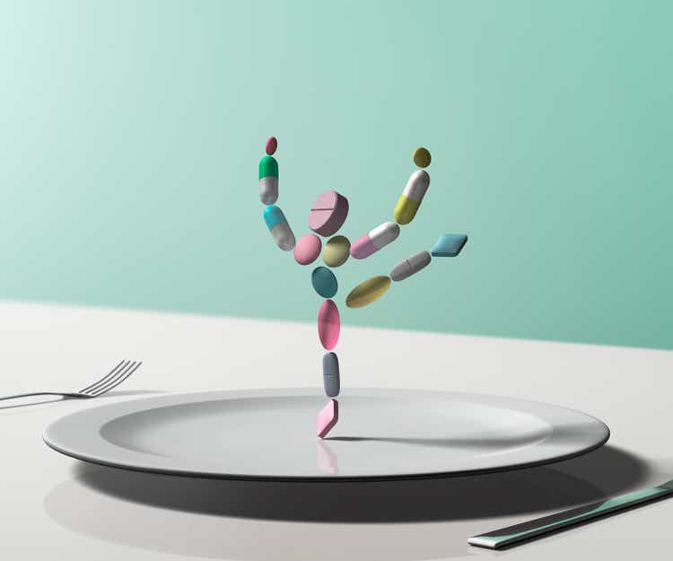 Pill woman dancing on the dish