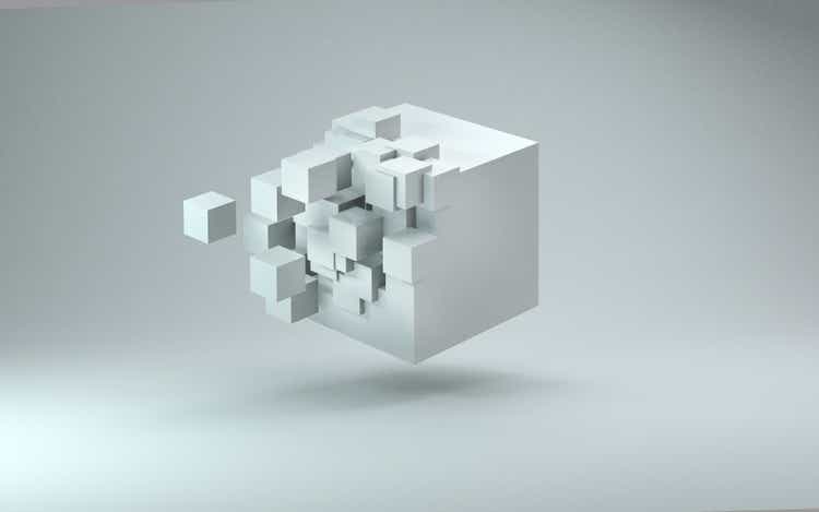 3D cube render against light gray background