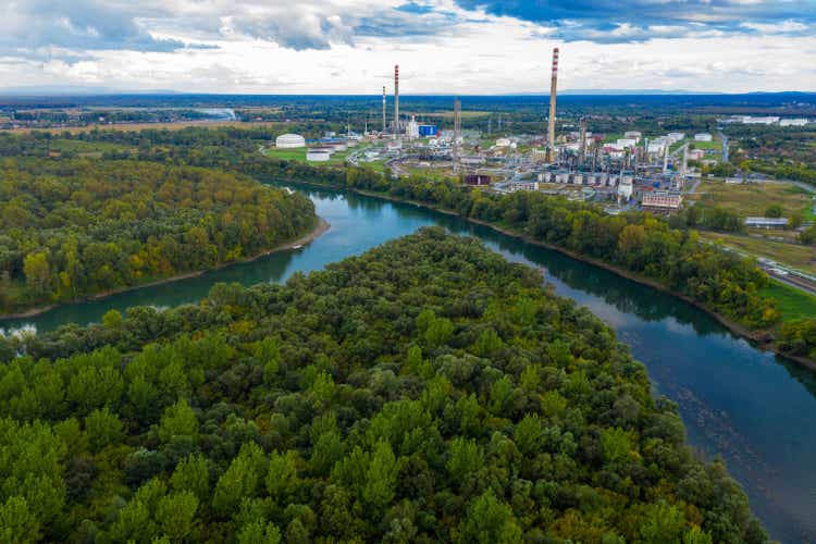 Industry on the Sava River in Sisak