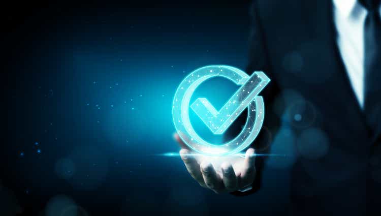 Standard quality control certification assurance guarantee. Concept of internet business technology digital