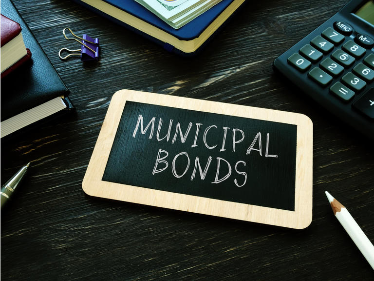 Municipal bonds written on the small blackboard.