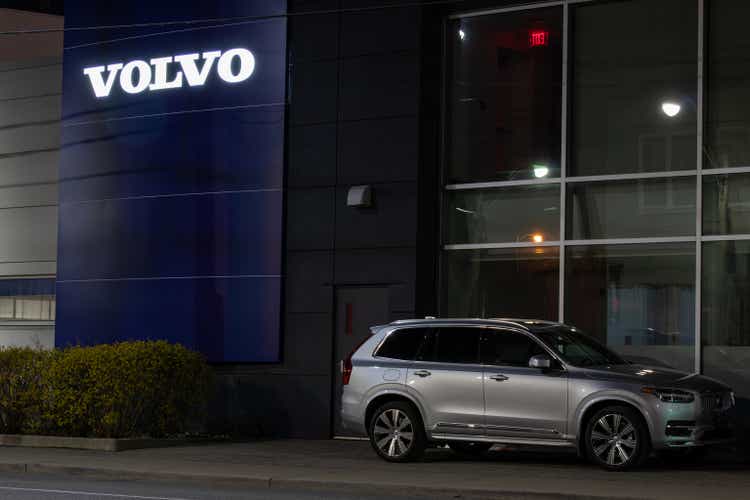 Volvo Dealership at Night with their XC90 SUV