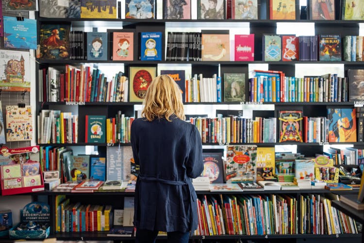 Female customer at a bookstore