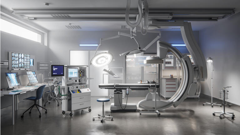 Salle d'opération moderne dans un hôpital générée numériquement