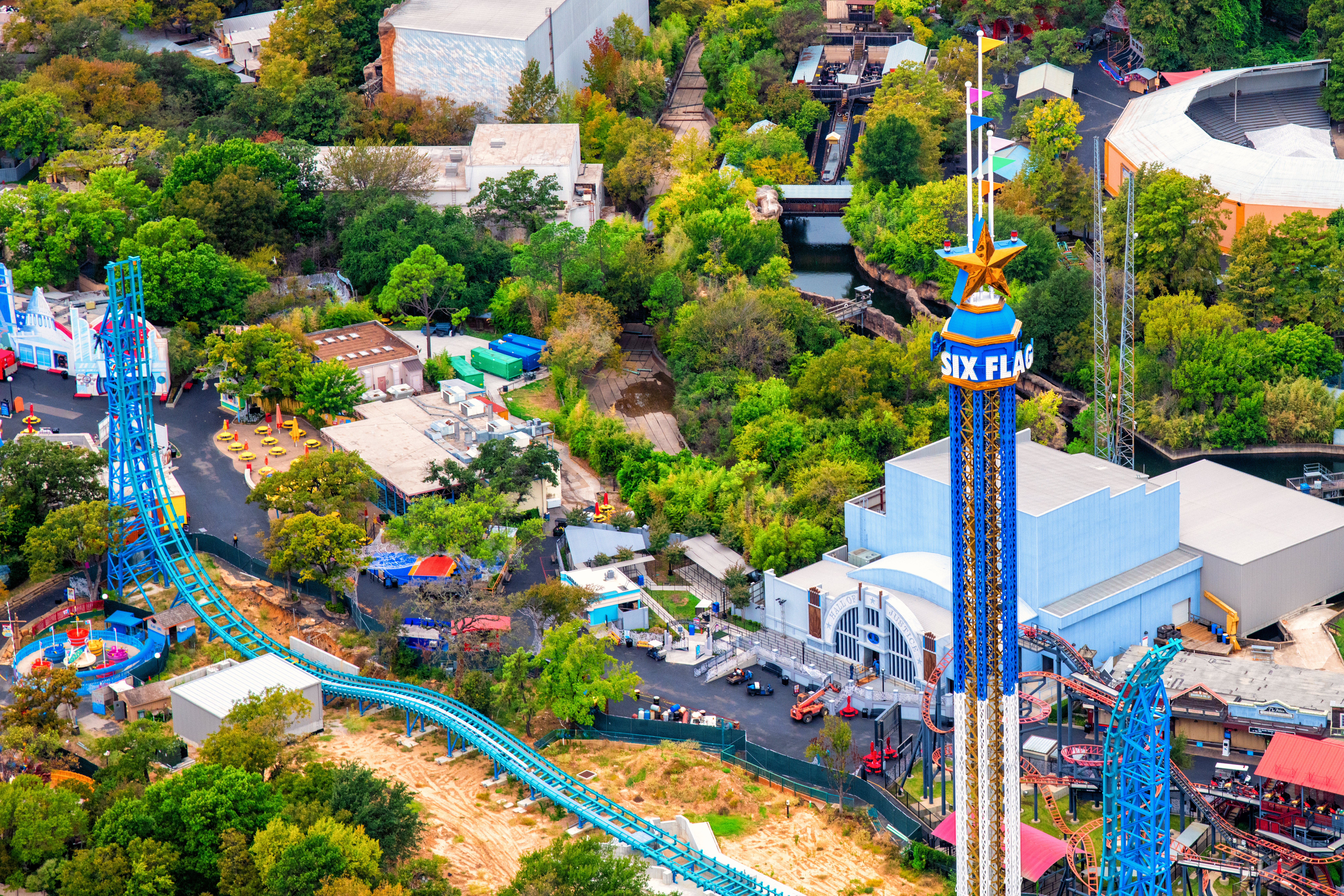 Six Flags Amusement Park Aerial