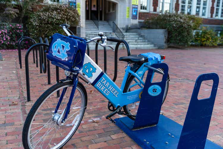 Tar heel Bikes, rental bicycle, on the Campus of UNC, University of North Carolina at Chapel Hill