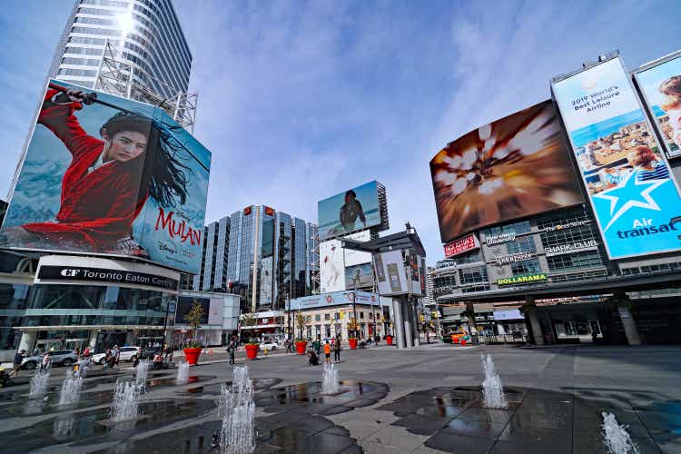 Toronto, Canada -  Yonge-Dundas Square with electronic billboards