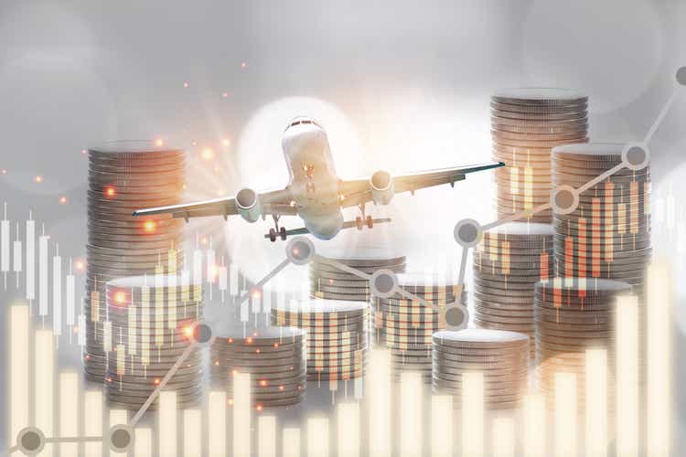 Airplane business recovery after covid-19 impact to airplane transport industry crisis concept and business travel idea