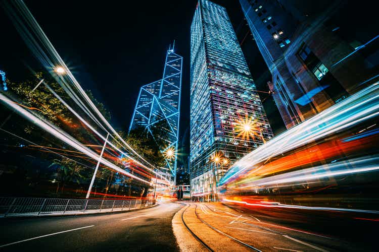 Traffic trails in Financial District