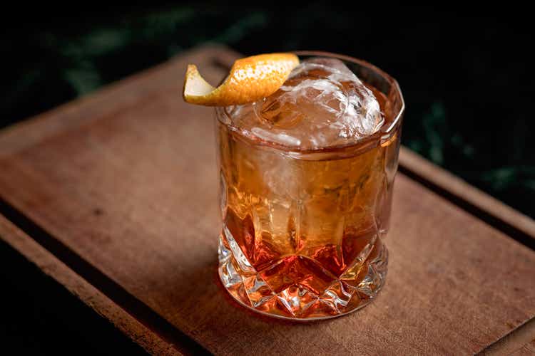 Old fashioned cocktail with an orange twist