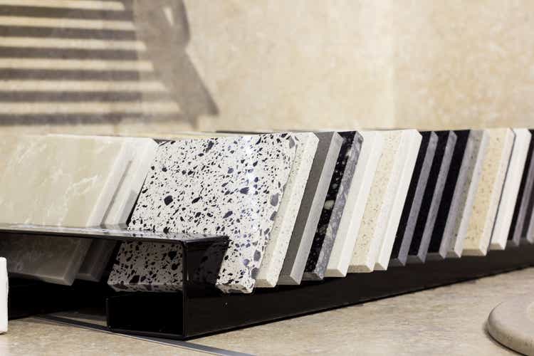 samples of quartz agglomerate for kitchen countertops