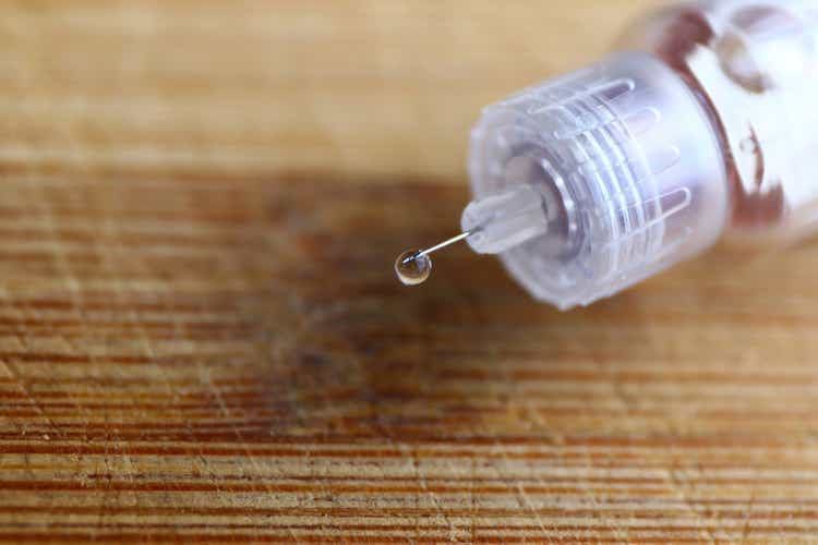 Insulin drop on needle