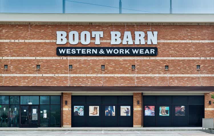 Boot Barn storefront exterior in Houston, TX.
