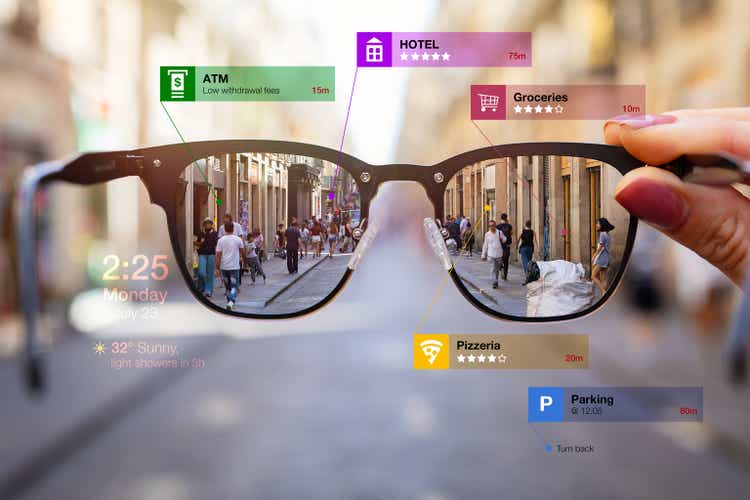 Concept of augmented reality technology in glasses