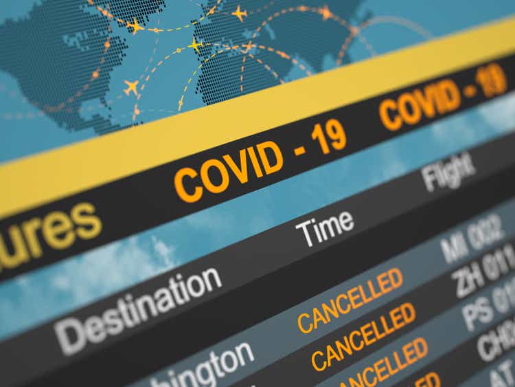 Airline schedule cancelled flying directions. Abstract 3d concept. Covid 19