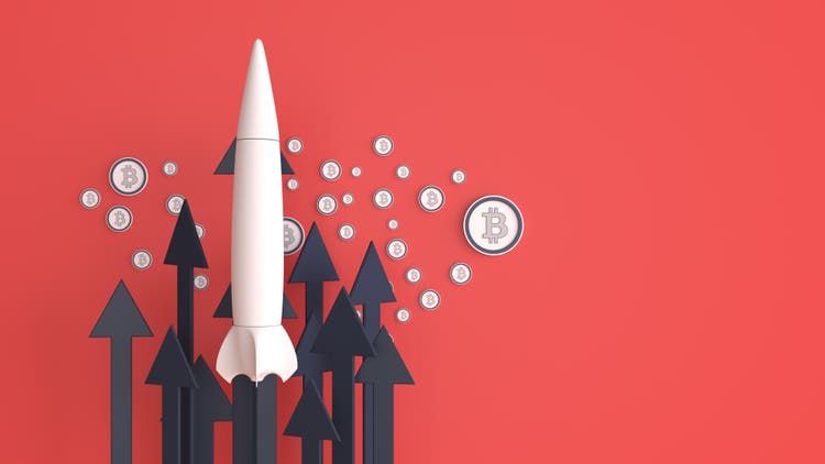 Business Trends Graphs and charts. Bitcoin growth to the moon