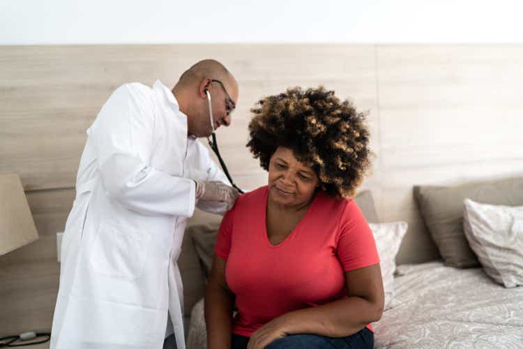 Doctor listening to patient"s heartbeat