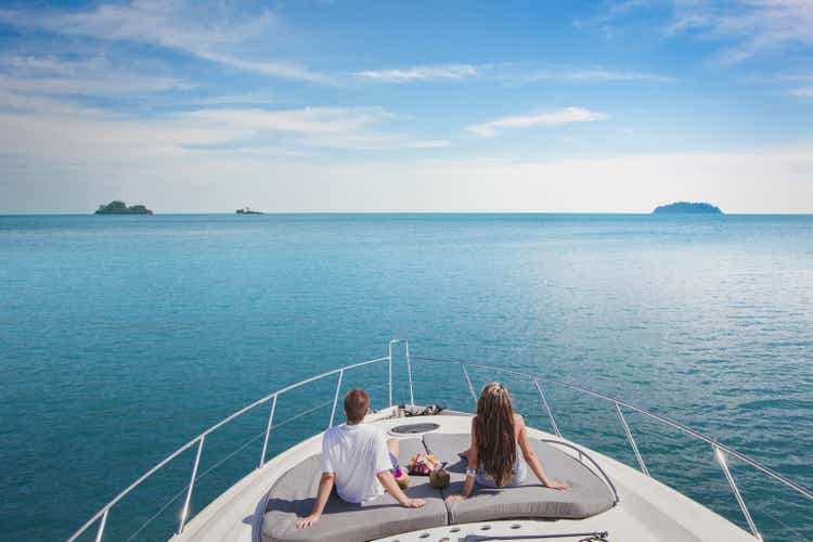 luxury cruise travel on the yacht, romantic honeymoon vacation for couple