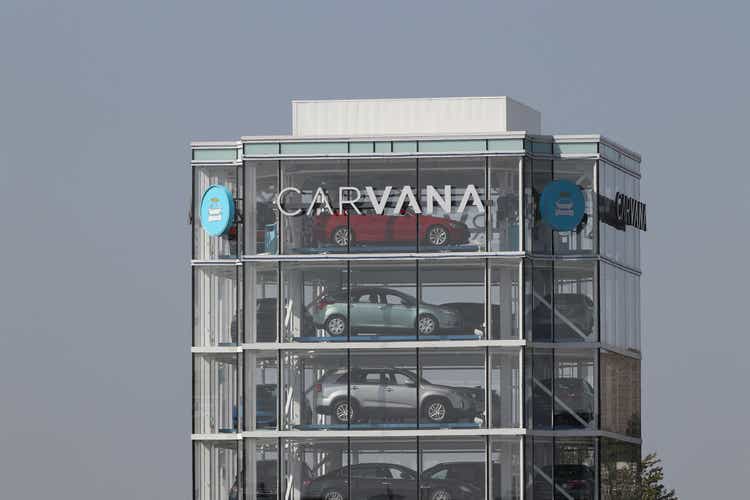 Carvana used car vending machine. Carvana is an online only preowned and used car dealership I