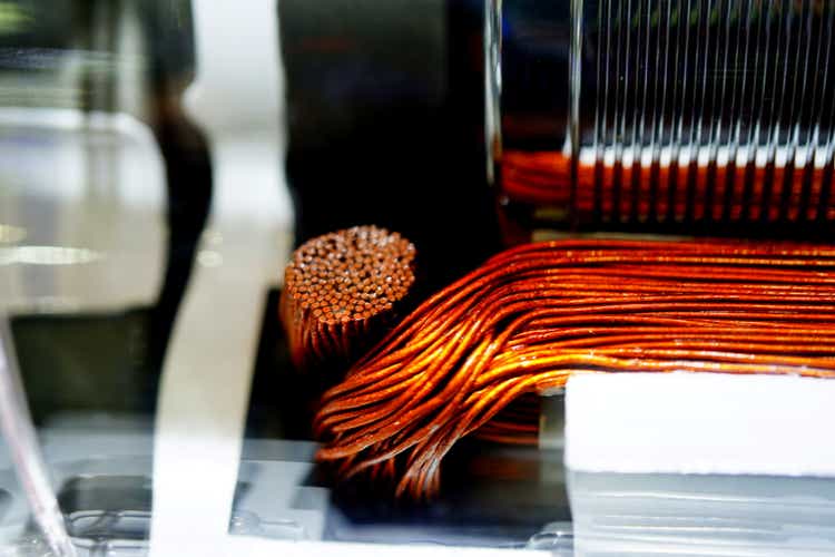 Close-up Copper wire in electric vehicle engine