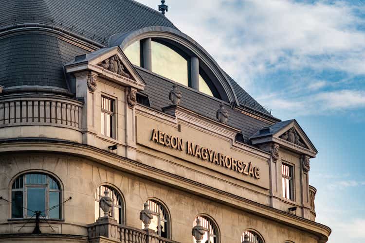 Old historic building of Aegon Magyarorszag insurance company in Budapest, Hungary