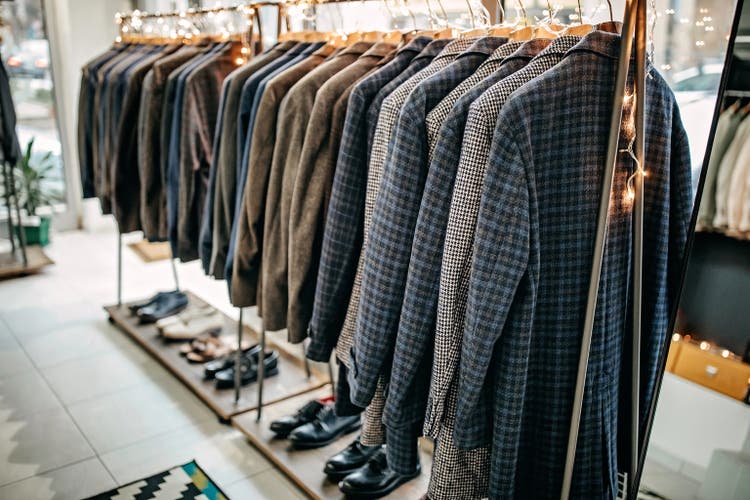 Suits on rack