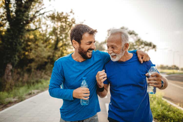 Two men exercising