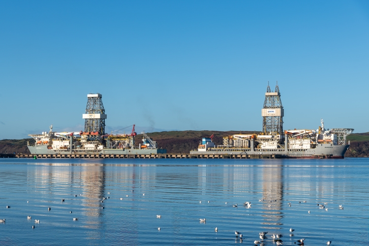 DENL Valaris and ENSCO DS-8 drill shops from the Valaris group presently berthed at Hunterston terminal.