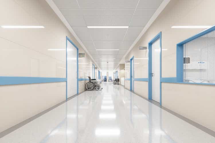 Empty Modern Hospital Corridor