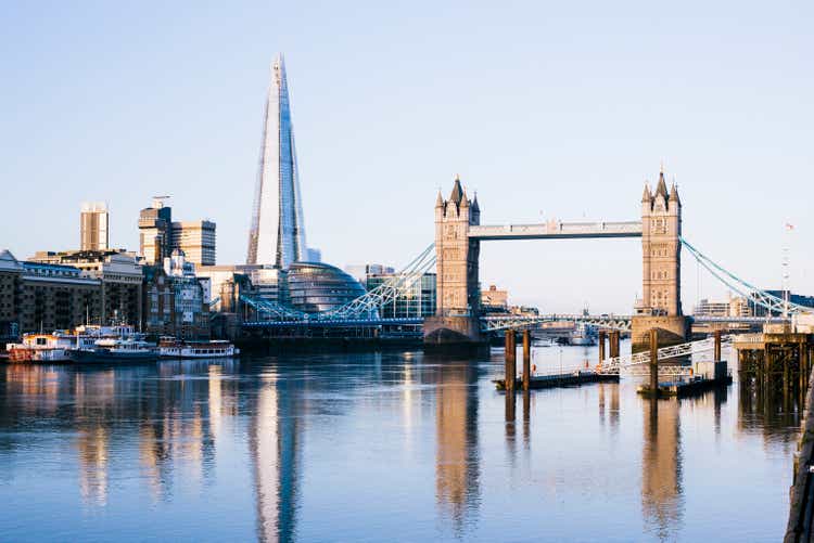 London skyline and River Thames at sunrise