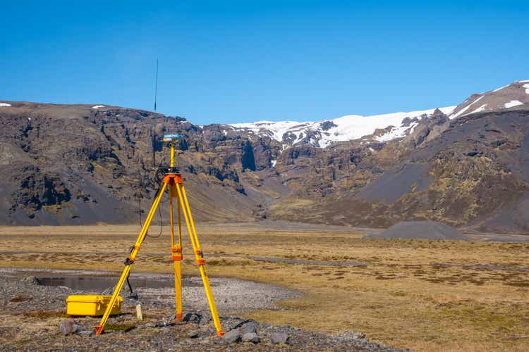 Trimble GPS Surveying equipment in the icelandic countryside