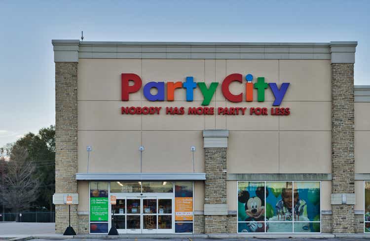 Party City storefront in Houston, TX.