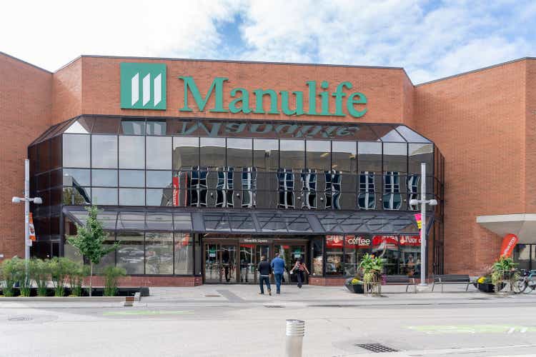 Exterior view of Manulife Bank in Kitchener, Ontario, Canada.