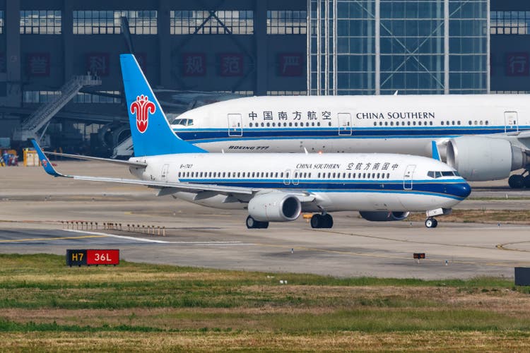 China Southern Airlines Boeing 737-800 airplane Shanghai Hongqiao Airport in China