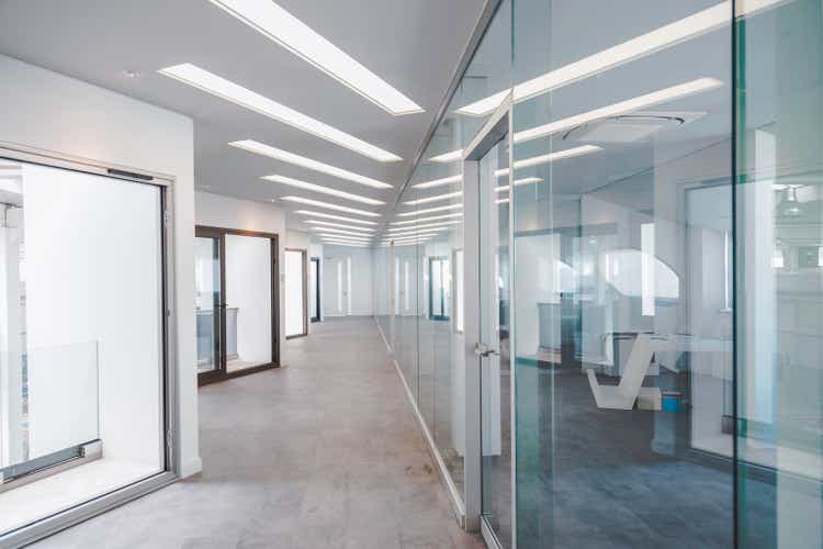 Empty corridor in modern office building