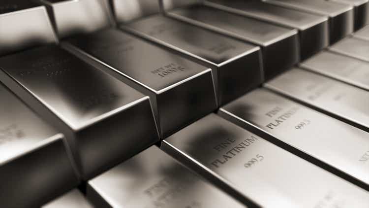 Realistic platinum ingots, bars abstract background 3d rendering