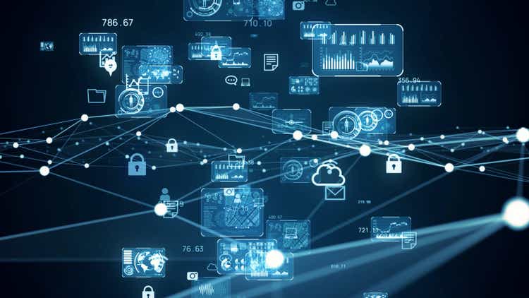 Communication network concept.  GUI (Graphical User Interface).