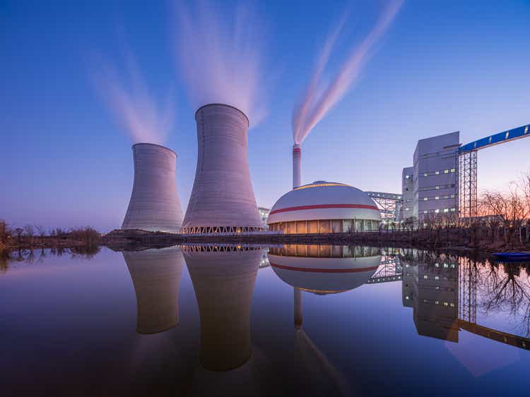 At dusk, the thermal power plants