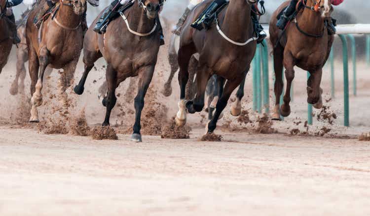 Horse Racing on Track with Copy Space