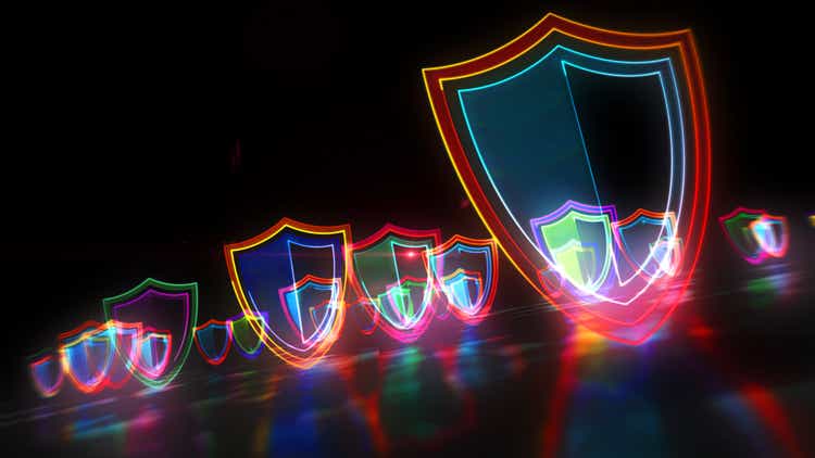 Shield cyber security symbol abstract 3d illustration