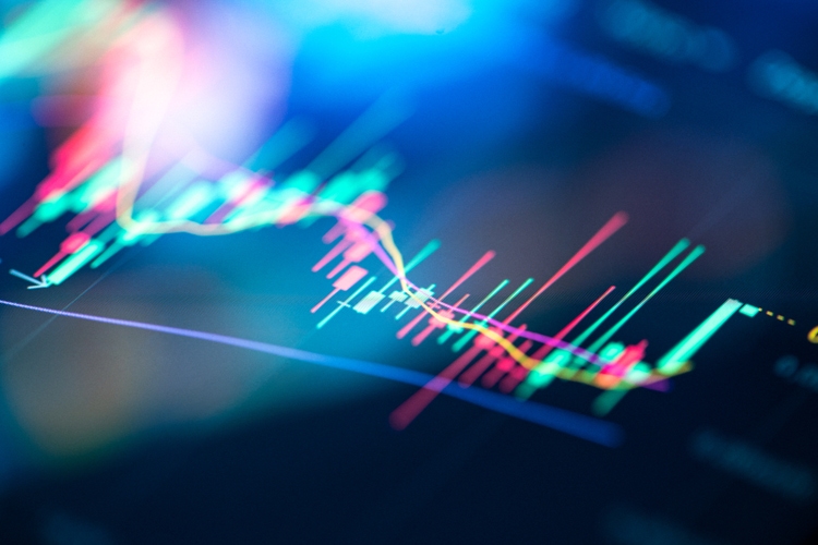 Financial chart at digital display
