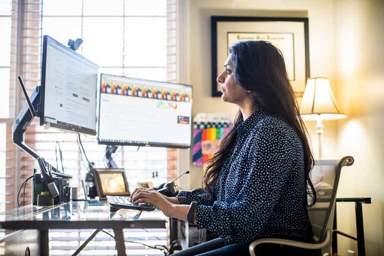 Woman working in home office