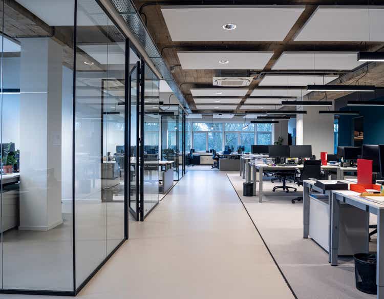 Interior of an empty modern loft office open space