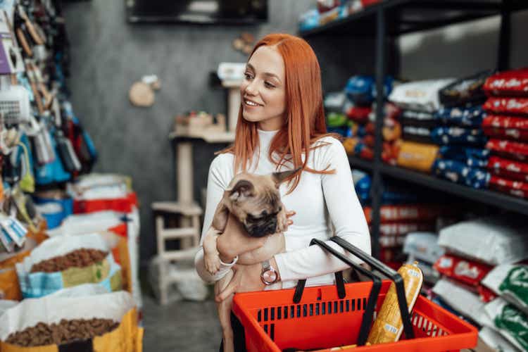 Woman in pet shop
