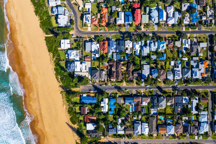 Coastal Suburb overhead perspective roof tops