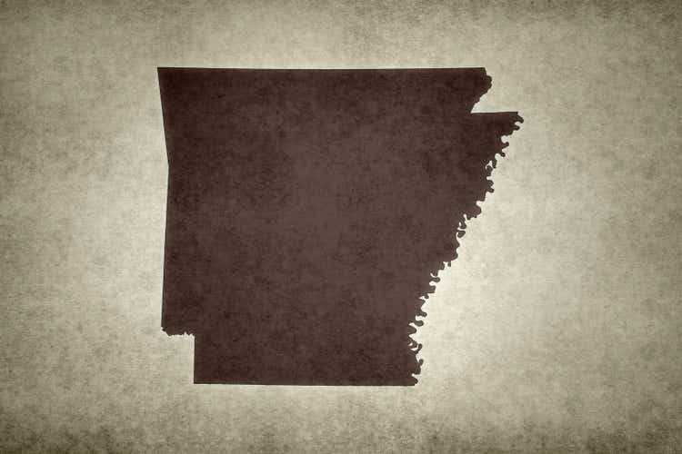 Grunge kaart van de staat Arkansas