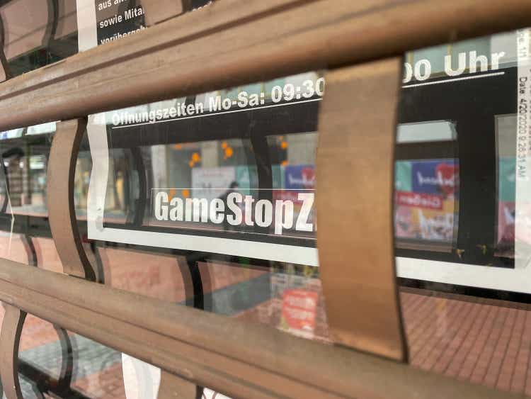 close up of closed gamestop store