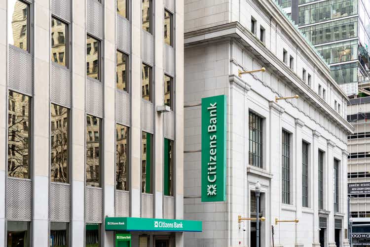 Citizens bank sign on the building in Pittsburgh PA, USA.