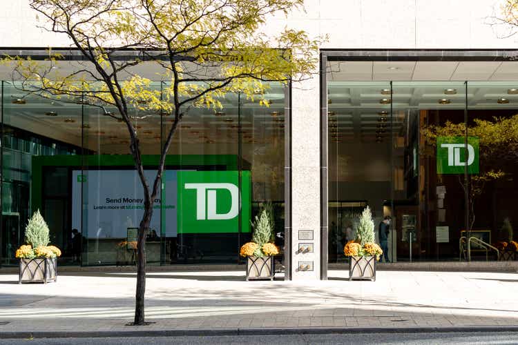 TD (Toronto–Dominion Bank) office in downtown financial district in Toronto, Canada.